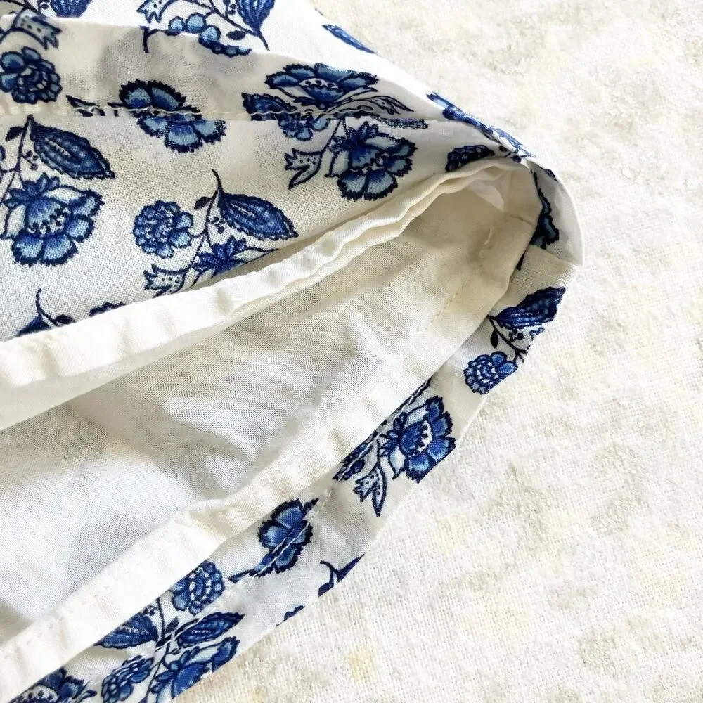 Janie and Jack 4 Top Floral Print Blue White Sleeveless Lined Spaghetti Strap
